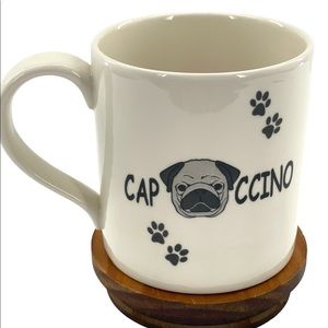 Royal Stafford Pottery Made in England "CapPUGccino" Coffee Mug w/ Pug & Paws